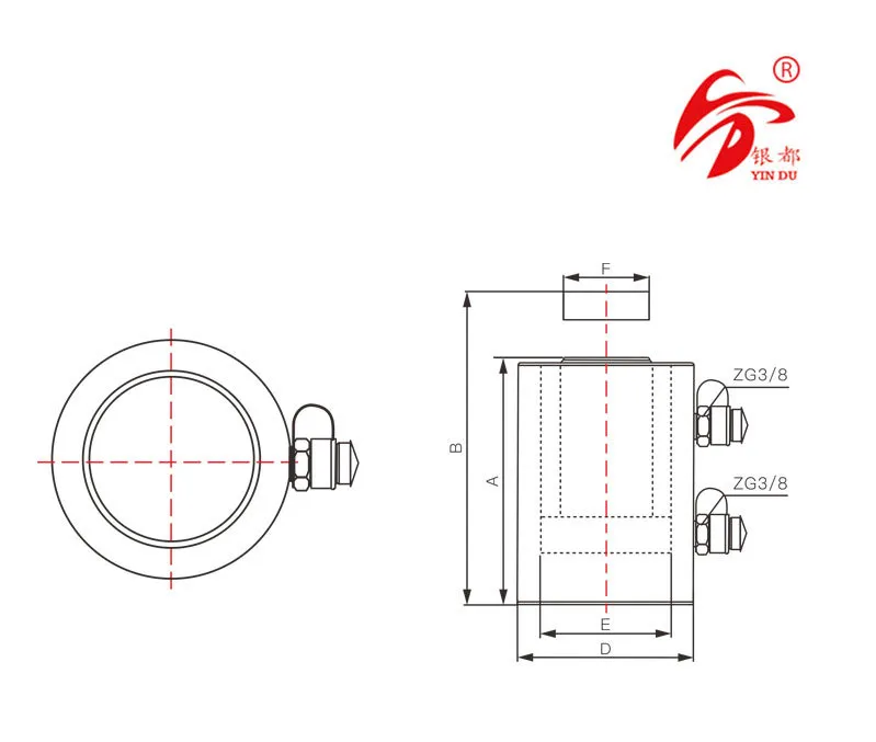 Vérin hydraulique à retour d'huile rapide à double effet de 100 tonnes (RR